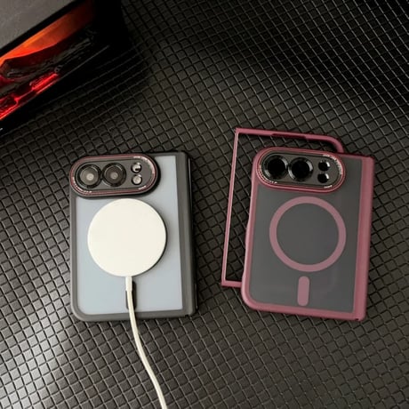 iPhoneDuo専用ケース 全面保護 お得な4点セット Magsafe対応 耐衝撃 ヒンジ保護 マット加工 カメラレンズ保護 強化ガラスフィルム付 高品質CM6809