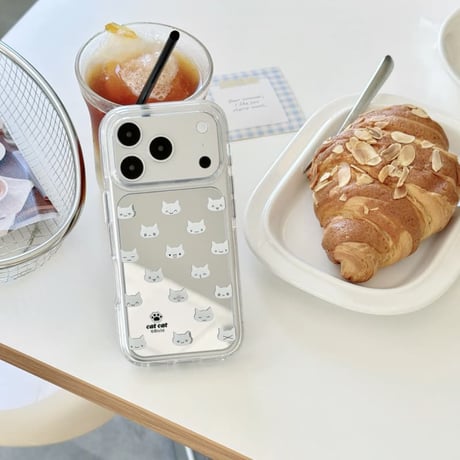 CUTECASE ネコちゃんミラーiPhone17Promaxケース丈夫 iPhone16Pro/15Pro/14ケース シンプル シック CM6589
