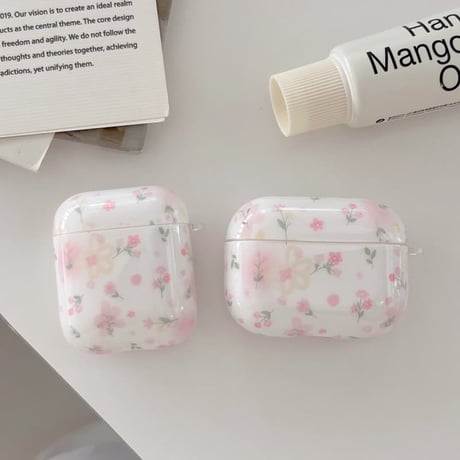 CUTECASE 草花柄 Airpods Pro3ケース 花キーホルダー Airpods 4/3カバーケース AirpodsPro2/1 かわいい モテアイテム CM6578