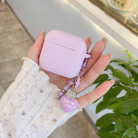 CUTECASE シリコン AirpodsPro3ケース ハートキーホルダー付 Airpods4/3カバー pro2/Pro1ケース 充電口カバー付 可愛い 指紋防止CM6586
