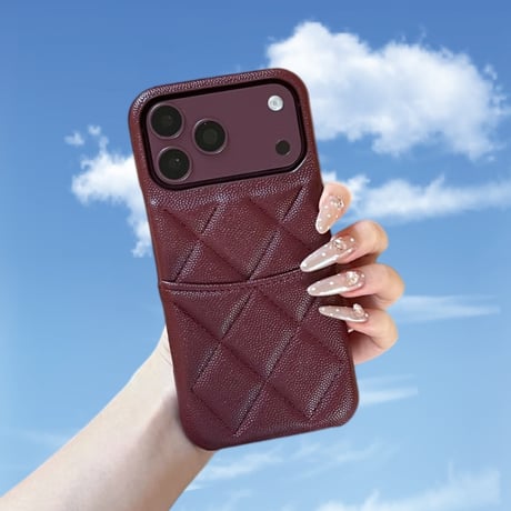 CUTECASE バーガンディ iPhone18Pro/18ProMaxケース レザー製 iPhone17/16/15 カード収納 ショルダーストラップ CM6752