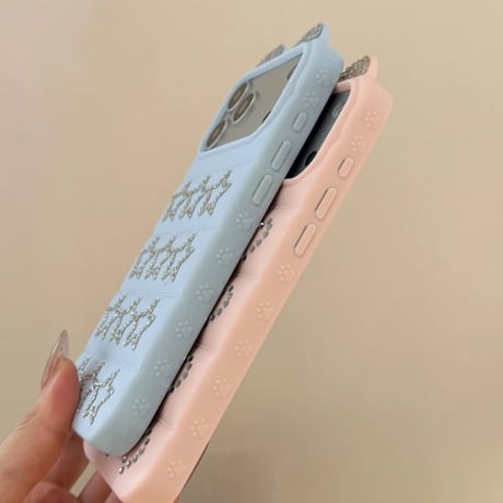 CUTECASE耳付き iPhone17/17Proケース ジュエリーデコ iPhone16Pro/15pro/14ProMaxケース 可愛いCM6609