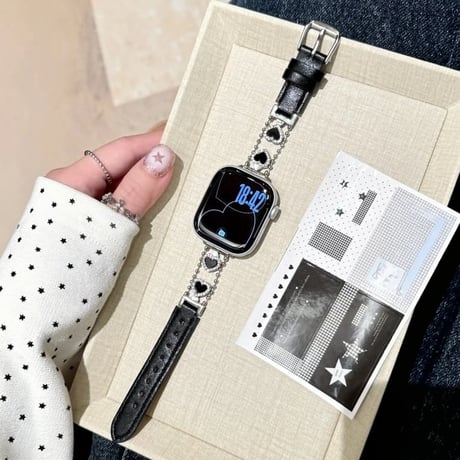 ハートモチーフ レザー調 AppleWatchバンド 高級感高品質 AppleWatchベルト Series 12/11/10/9/8 SE Ultra4/3 上品エレガントCM6855