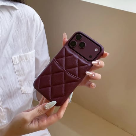 CUTECASE バーガンディ iPhone18Pro/18ProMaxケース レザー製 iPhone17/16/15 カード収納 ショルダーストラップ CM6752