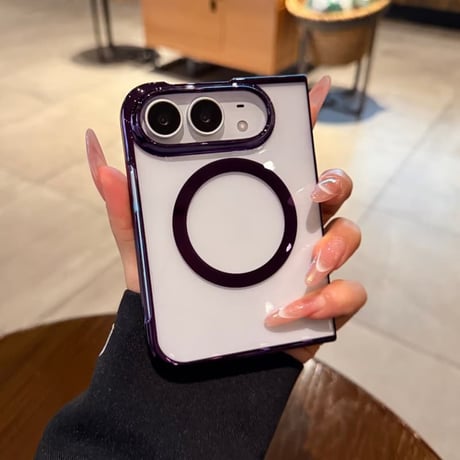 CUTECASE iPhone Duo専用ケース MagSafe対応 クリア背面×メッキフレーム 高透明 薄型軽量 高級感 黄ばみにくい CM6846