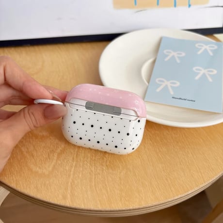 CUTECASEリボン柄 Airpods Pro3ケース 甘め Airpods 4/3カバー AirpodsPro2/1 リング付 淡色系 CM6632