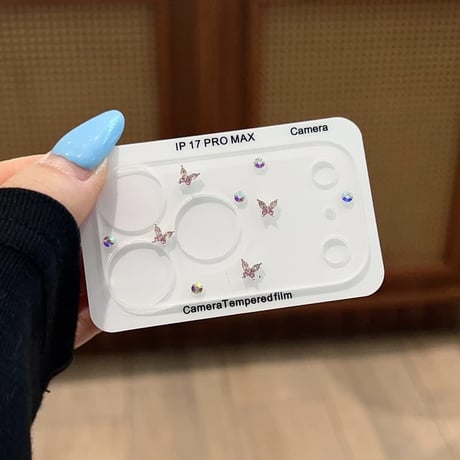 CUTECASE  バタフライ／リボン＆ビジュー iPhone18Pro/18ProMax キラキラカメラ保護カバー iPhone17ProMax/17Pro フイルム 大人可愛い CM6768
