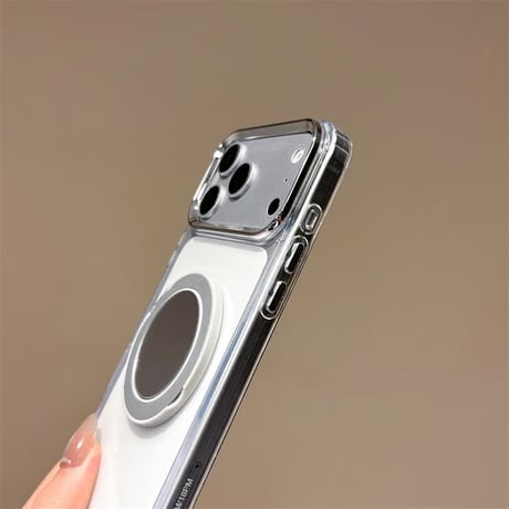 CUTECASE ミラー付きリングスタンド iPhone18Pro/18ProMax MagSafe対応 クリアケース iPhone17/16/15カバー 便利スタンド付きCM6821