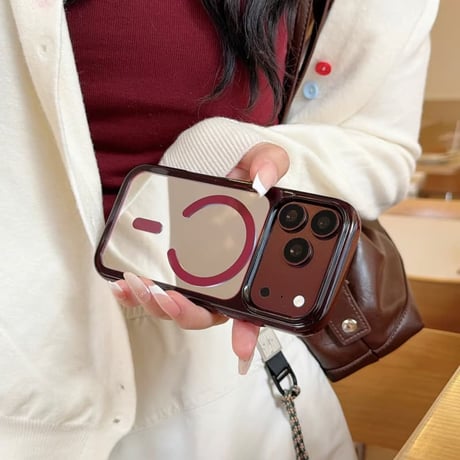 CUTECASEミラー付き iPhone18Proケース MagSafe対応 iPhone18Promax/17Pro/16ProMax/15Promaxカバー カメラフレーム CM6882