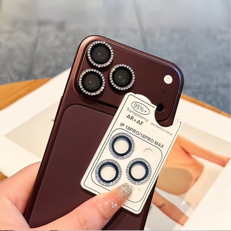 CUTECASEキラキラレンズカバー iPhone18ProMax/18Pro ラインストーン 17/17Pro/16proシリーズカメラレンズフィルム 取り外しツール付き CM6753