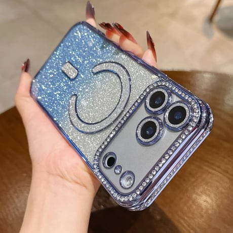 CUTECASE MagSafe対応 ラインストーン iPhone18Proケース グラデーションラメiPhone18Promax/17Pro/16ケース カメラ保護レンズ一体型 CM6816
