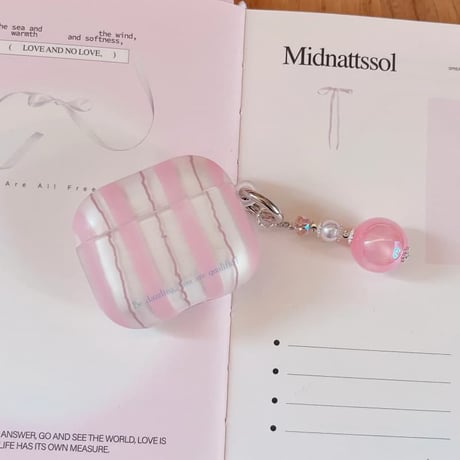 CUTECASE Airpods 5 対応ケース ストライプ Airpodspro3/2/カバー Airpods4/3 カラビナ/ビーズチャーム付き パステルカラーCM6823