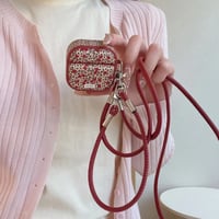 CUTECASE Airpods 5 対応ケース レオパード×チェリー柄 Airpodspro3/2/カバー Airpods4/3 2WAYストラップ付き レザー調 大人可愛いCM6830
