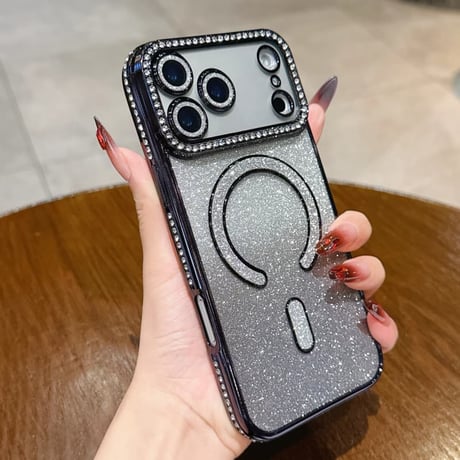 CUTECASE MagSafe対応 ラインストーン iPhone18Proケース グラデーションラメiPhone18Promax/17Pro/16ケース カメラ保護レンズ一体型 CM6816