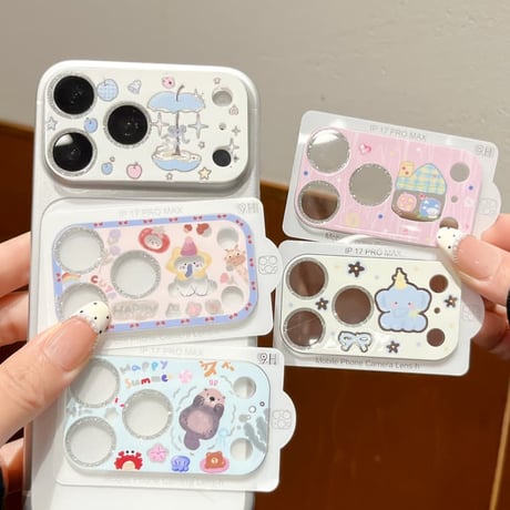 CUTECASE 可愛い動物柄 カメラカバー iPhone18Pro/18promax iPhone17pro/17ProMax ガラスレンズフィルム 傷から保護 CM6622