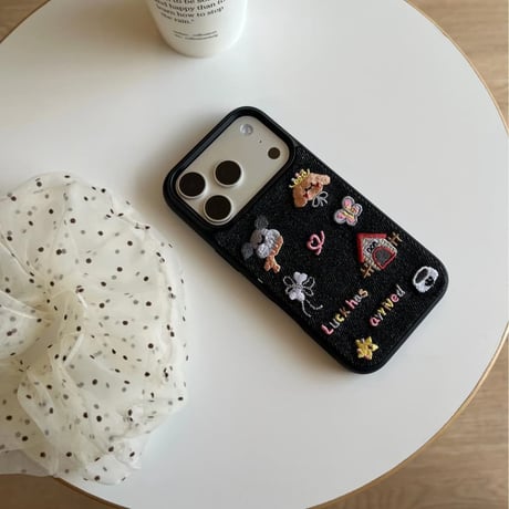 CUTECASE 立体刺繍×デニム iPhone18Pro/18ProMax アニマル iPhone17/16/15カバー レトロ可愛い 高級感 耐衝撃CM6828
