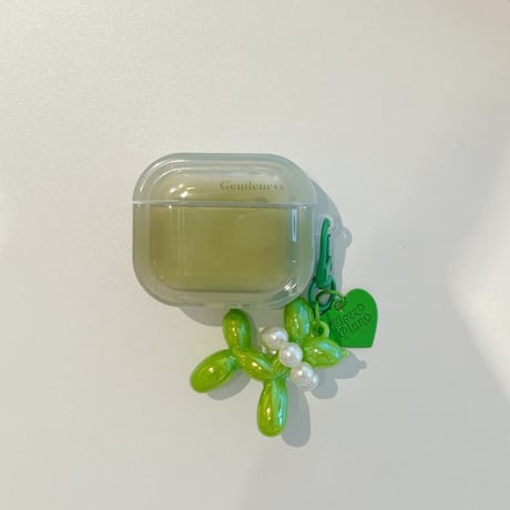 CUTECASE 高品質グラデーショングリーンカラー Airpods Pro3ケース 真珠デコワンちゃん Airpods4/3カバー pro2/pro1 ギフトにおすすめCM6597