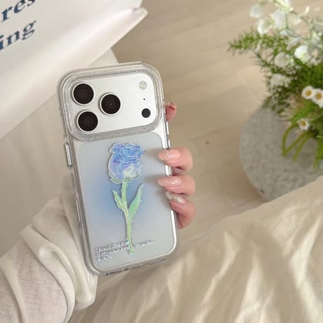 CUTECASE バラ柄 iPhone18Pro/17Proケース キラキララメ入り iPhone17/16Pro/15/14ケース 光沢感 可愛い 美しいCM6624