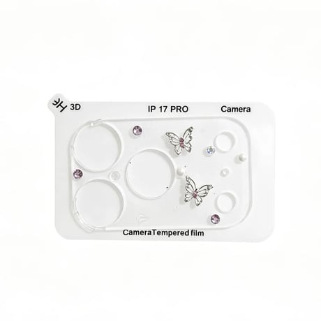CUTECASE  バタフライ／リボン＆ビジュー iPhone18Pro/18ProMax キラキラカメラ保護カバー iPhone17ProMax/17Pro フイルム 大人可愛い CM6768