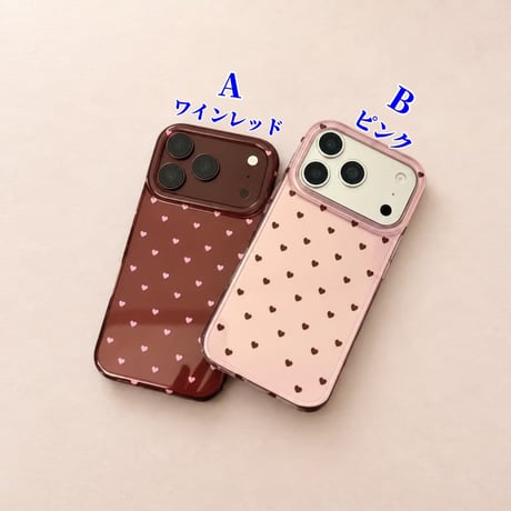 CUTECASE ミニハート柄 iPhone18Pro/17ケース 艶カラー iPhone16Pro/15/14カバー フチ高設計 大人可愛い レトロCM6789