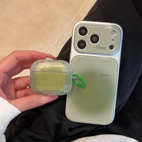 CUTECASE 高品質グラデーショングリーンカラー Airpods Pro3ケース 真珠デコワンちゃん Airpods4/3カバー pro2/pro1 ギフトにおすすめCM6597