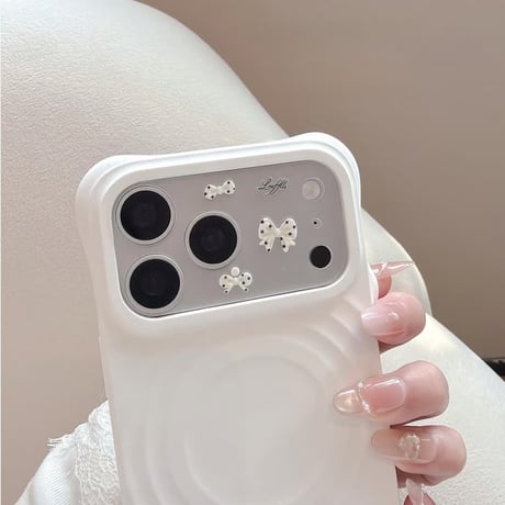 iPhone18Pro/18ProMax ドット柄リボン／ハートデコレーションシール カメラ保護カバー iPhone17ProMax iPhone17Pro 可愛い DIY CM6891