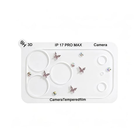 CUTECASE  バタフライ／リボン＆ビジュー iPhone18Pro/18ProMax キラキラカメラ保護カバー iPhone17ProMax/17Pro フイルム 大人可愛い CM6768