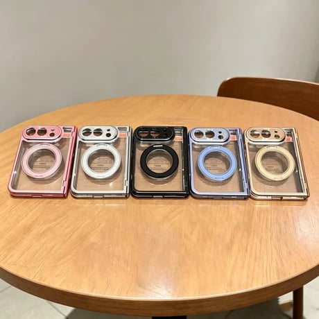 CUTECASE iPhone Duo専用ケース 強化ガラスフィルム一体型 360°回転リングスタンド付き ヒンジ保護 MagSafe対応 メッキ 高透明 耐衝撃 黄ばみにくい CM6845