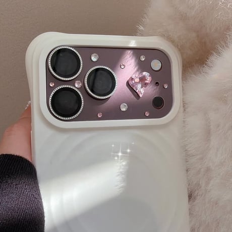CUTECASE ハート型ダイヤ iPhone18Proカメラ保護カバー 小粒のストーン iPhone18ProMax / iPhone17Pro キラキラ 人気品CM6893