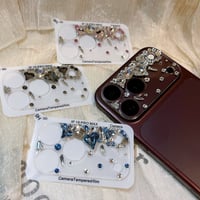 CUTECASE 豪華ハート型ダイヤ iPhone18Pro/18ProMax カメラレンズカバー キラキララインストーン 傷防止 高級感 露出型CM6805
