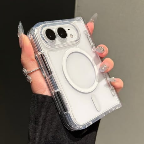 CUTECASE iPhone duo 対応 クリアケース MagSafe対応 ヒンジ保護 耐衝撃 黄変防止 マグネット搭載 高透明感 CM6834