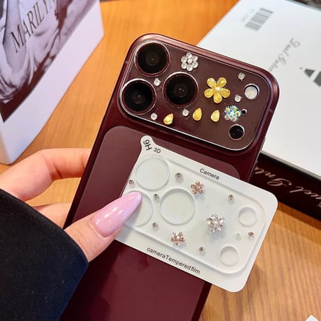 CUTECASE ダイヤ花 iPhone18Pro/18ProMax ラインストーン キラキラ カメラ保護カバー iPhone17ProMax/17Pro 大人可愛い 華やかCM6785
