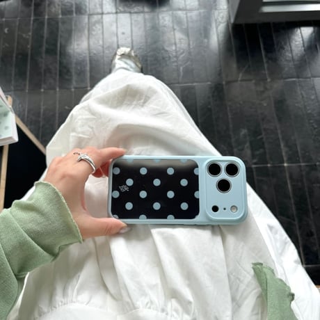 CUTECASE水玉模様ミラー iPhone17Promaxケース カラーフレーム iPhone16Promax/15proケース 便利 可愛いCM6554