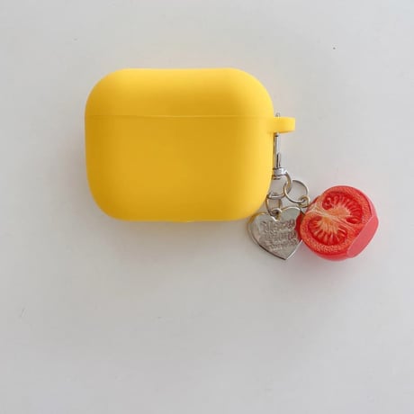 CUTECASE 充電口カバー付 Airpods Pro3ケース トマトキーホルダー付 Airpods 4/3カバー AirpodsPro2/1 イェロー 使いやすい CM6626