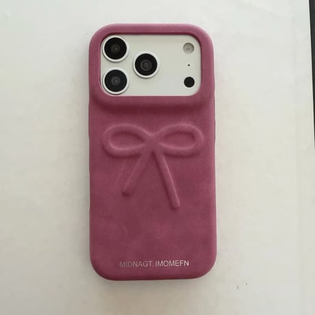 CUTECASE 立体エンボスリボン iPhone18Pro/18ProMaxカバー スエード調 レザー iPhone17/16Pro/15ケース くすみカラー 衝撃吸収 秋冬トレンド CM6838