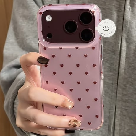 CUTECASE ミニハート柄 iPhone18Pro/17ケース 艶カラー iPhone16Pro/15/14カバー フチ高設計 大人可愛い レトロCM6789