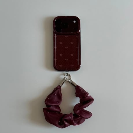 CUTECASE リボン柄 iPhone18Pro/17ケース 艶カラー iPhone17Pro/16/15ProMaxカバー オーガンジーストラップCM6763