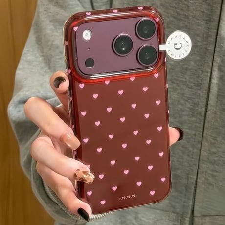 CUTECASE ミニハート柄 iPhone18Pro/17ケース 艶カラー iPhone16Pro/15/14カバー フチ高設計 大人可愛い レトロCM6789