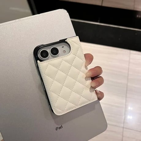 CUTECASE iPhone Duo専用ケース キルティング手帳型 レザー製調 カードポケット・クリア窓付き 菱形 便利 CM6848