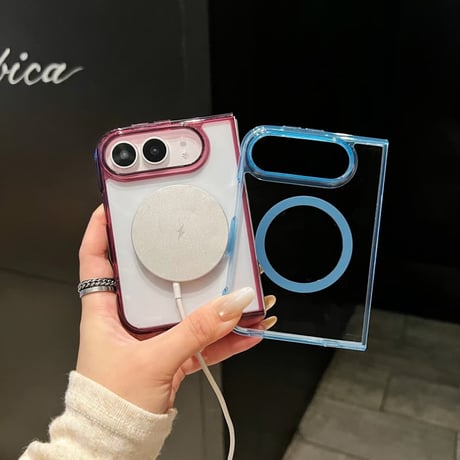 CUTECASE iPhone Duoケース MagSafe対応 黄ばみにくい 高透明 カラーフレーム クリアケース 薄型軽量 着脱簡単CM6832