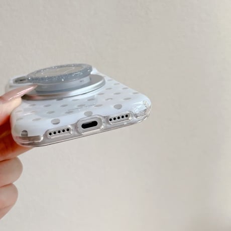 CUTECASE ミラーグリップ付 iPhone17pro/17ケース 水玉模様 iPhone16/15pro/17promaxケース 日常/旅行に合う 便利実用CM6551