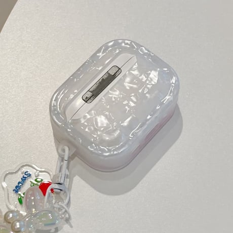 CUTECASE シェル風チューリップ柄 Airpods Pro3ケース ピンク Airpods4/3カバー pro2/pro1 真珠デコ犬ちゃん ギフトにおすすめCM6596
