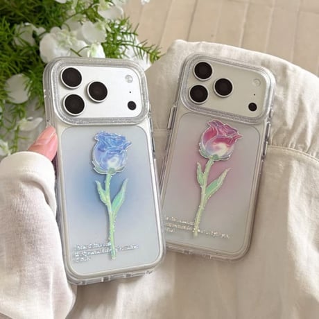 CUTECASE バラ柄 iPhone18Pro/17Proケース キラキララメ入り iPhone17/16Pro/15/14ケース 光沢感 可愛い 美しいCM6624