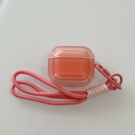 CUTECASEグラデーションピンク AirpodsPro3ケース ストラップ付 Airpods4/3カバー AirpodsPro第2/1世代 丈夫 艶感CM6612