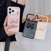 CUTECASE ぷっくりリボン iPhone18Pro/18ProMaxケース レザー調 iPhone17Pro/16proケース くすみカラー シワ加工 高級感CM6861