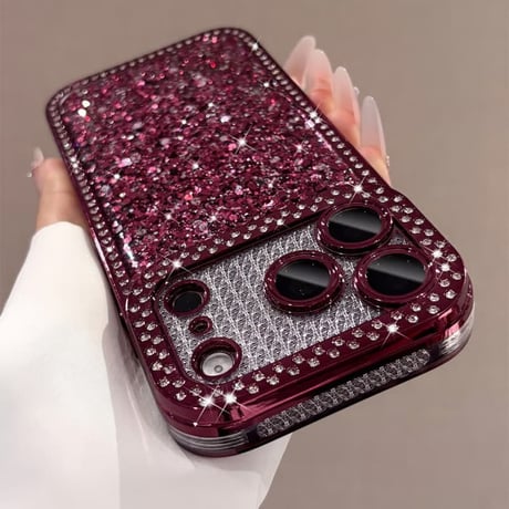 CUTECASE キラキラグリッター iPhone18Pro/18ProMaxケース ラインストーン付き iPhone17/16/15カバー華やか 存在感抜群 CM6841