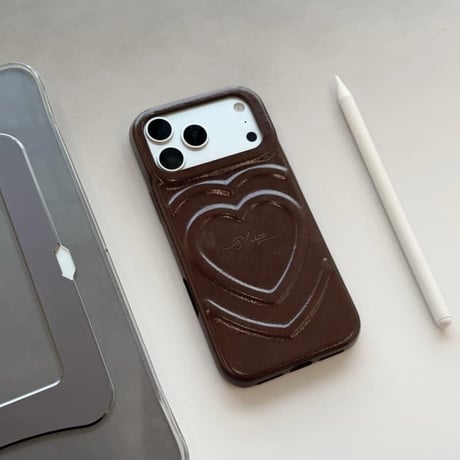 CUTECASE 立体ハート柄 iPhone18Pro/18ProMaxケース レザー調 iPhone17/16proケース 落ち着いたカラー 大人可愛いCM6772