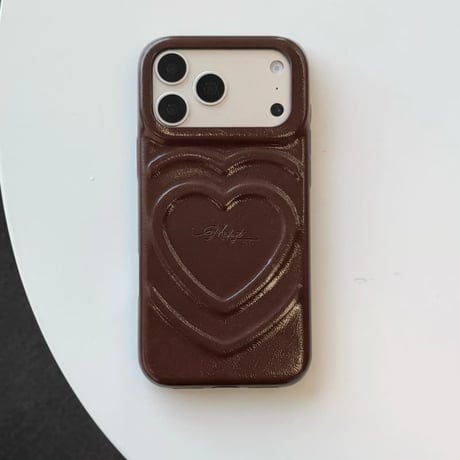 CUTECASE 立体ハート柄 iPhone18Pro/18ProMaxケース レザー調 iPhone17/16proケース 落ち着いたカラー 大人可愛いCM6772