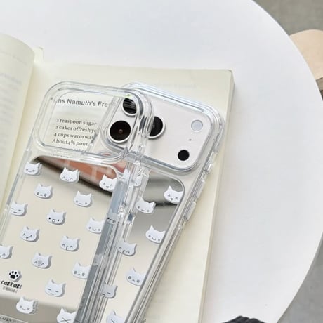 CUTECASE ネコちゃんミラーiPhone17Promaxケース丈夫 iPhone16Pro/15Pro/14ケース シンプル シック CM6589