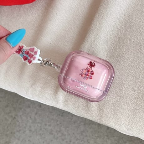 CUTECASE 薔薇柄 Airpods Pro3ケース 花キーホルダー Airpods 4/3カバーケース AirpodsPro2/1 グラデーションカラー 高級感 CM6582